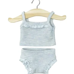 Lace Trim Ribbed Girl's Underwear Set (34cm Doll) in Bleu Chine by Minikane