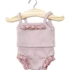 Lace Trim Ribbed Girl's Underwear Set (34cm Doll) in Old Rose by Minikane