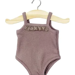 Lace Trim Ribbed Sleeveless Bodysuit (34cm Doll) in Dark Orchid by Minikane