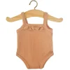 Lace Trim Ribbed Sleeveless Bodysuit (34cm Doll) in Brown Sugar by Minikane
