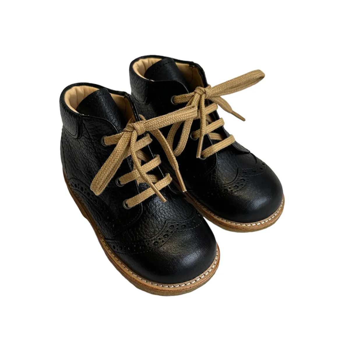 Lace Up Starter Boots in Black (Brogue) by Angulus
