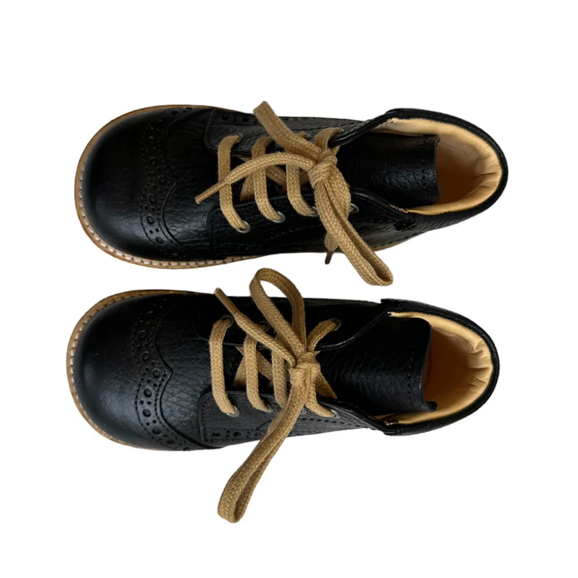 Lace Up Starter Boots in Black (Brogue) by Angulus