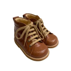 Lace Up Starter Boots in Cognac (Perforated) by Angulus