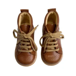 Lace Up Starter Boots in Cognac (Perforated) by Angulus