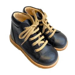 Lace Up Starter Boots in Textured Black by Angulus