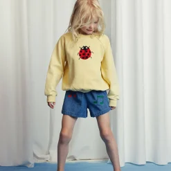 Ladybugs Embroidered Sweatshirt in Yellow by Mini Rodini