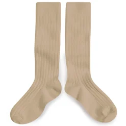 La Haute Ribbed Knee High Socks in Petite Taupe by Collegien