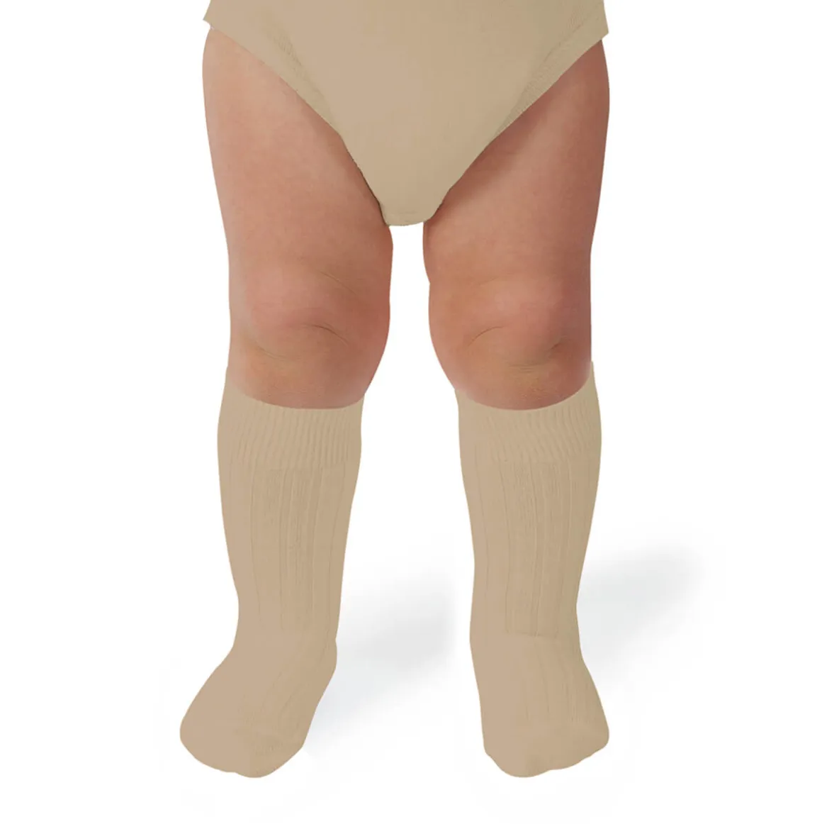 La Haute Ribbed Knee High Socks in Petite Taupe by Collegien