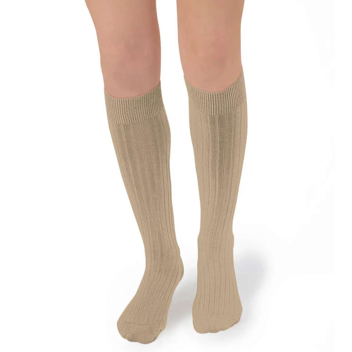 La Haute Ribbed Knee High Socks in Petite Taupe by Collegien