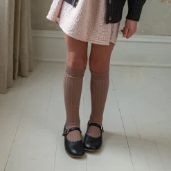 La Haute Ribbed Knee High Socks in Praline by Collegien