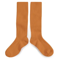 La Haute Ribbed Knee High Socks in Terracotta by Collegien