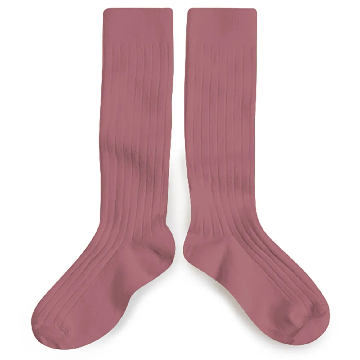 La Haute Ribbed Knee High Socks in Raisin Rose by Collegien