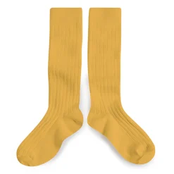 La Haute Ribbed Knee High Socks in Camomille by Collegien