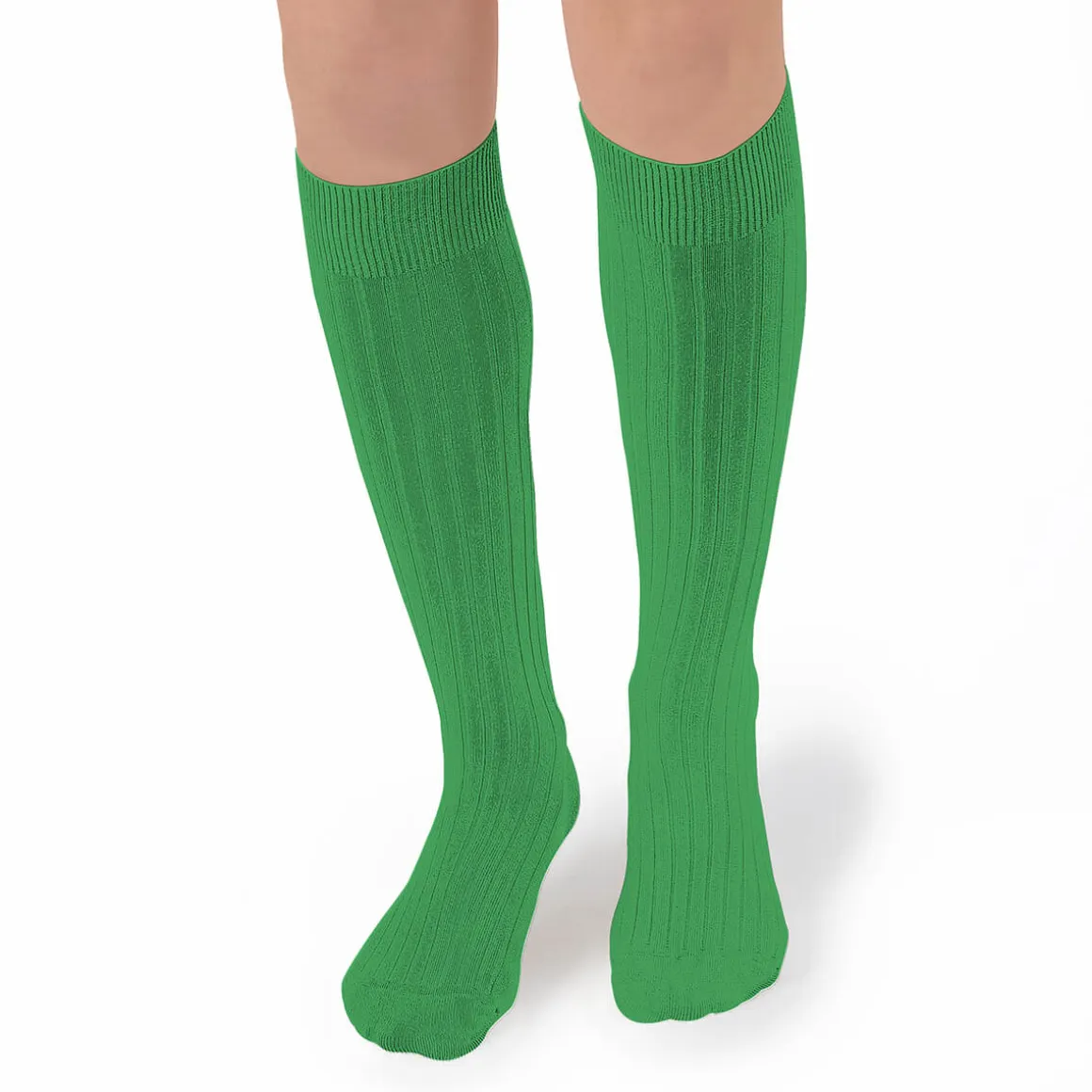 La Haute Ribbed Knee High Socks in Vert Jackpot by Collegien