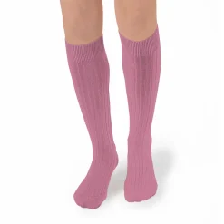 La Haute Ribbed Knee High Socks in Rose Bonbon by Collegien