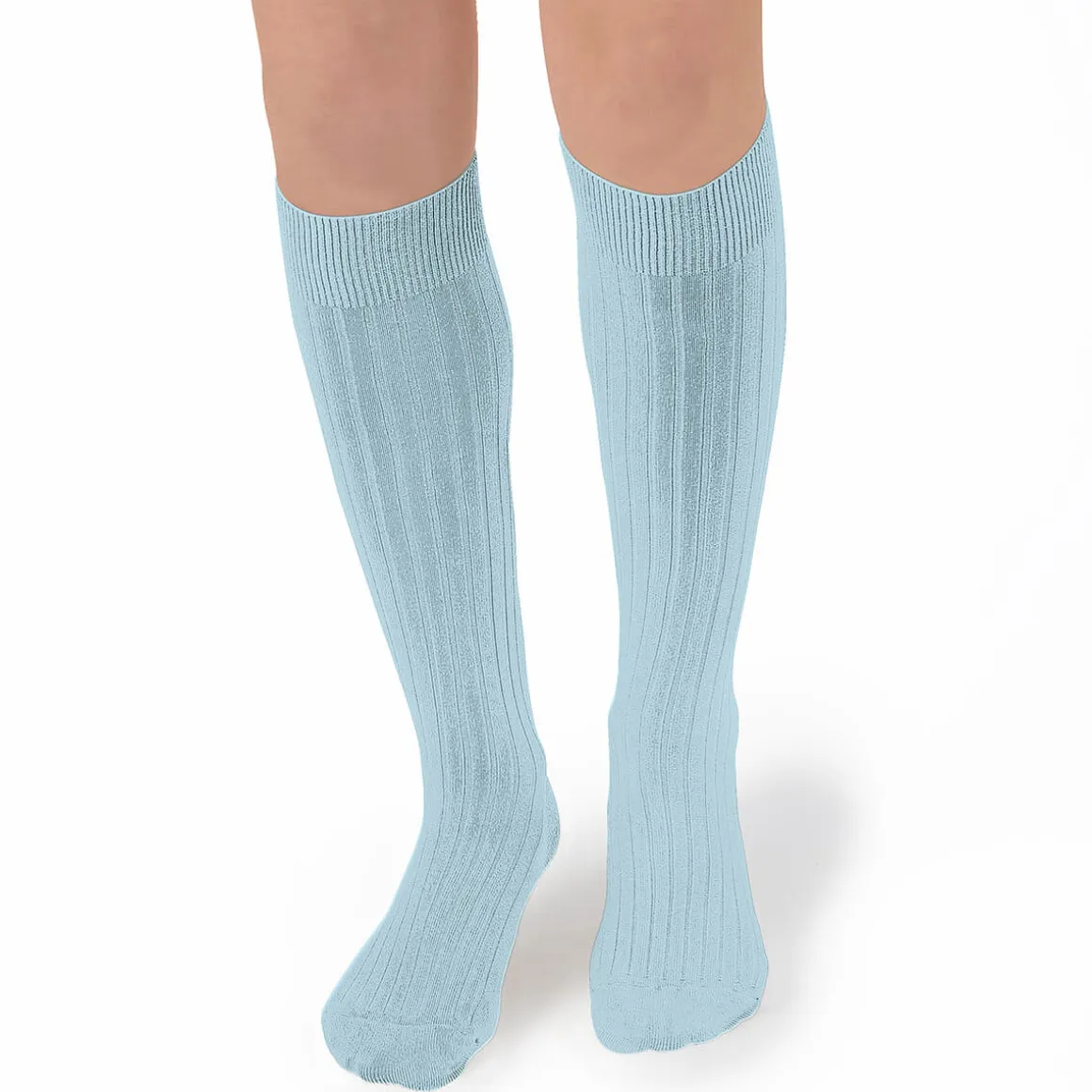 La Haute Ribbed Knee High Socks in Glacier by Collegien