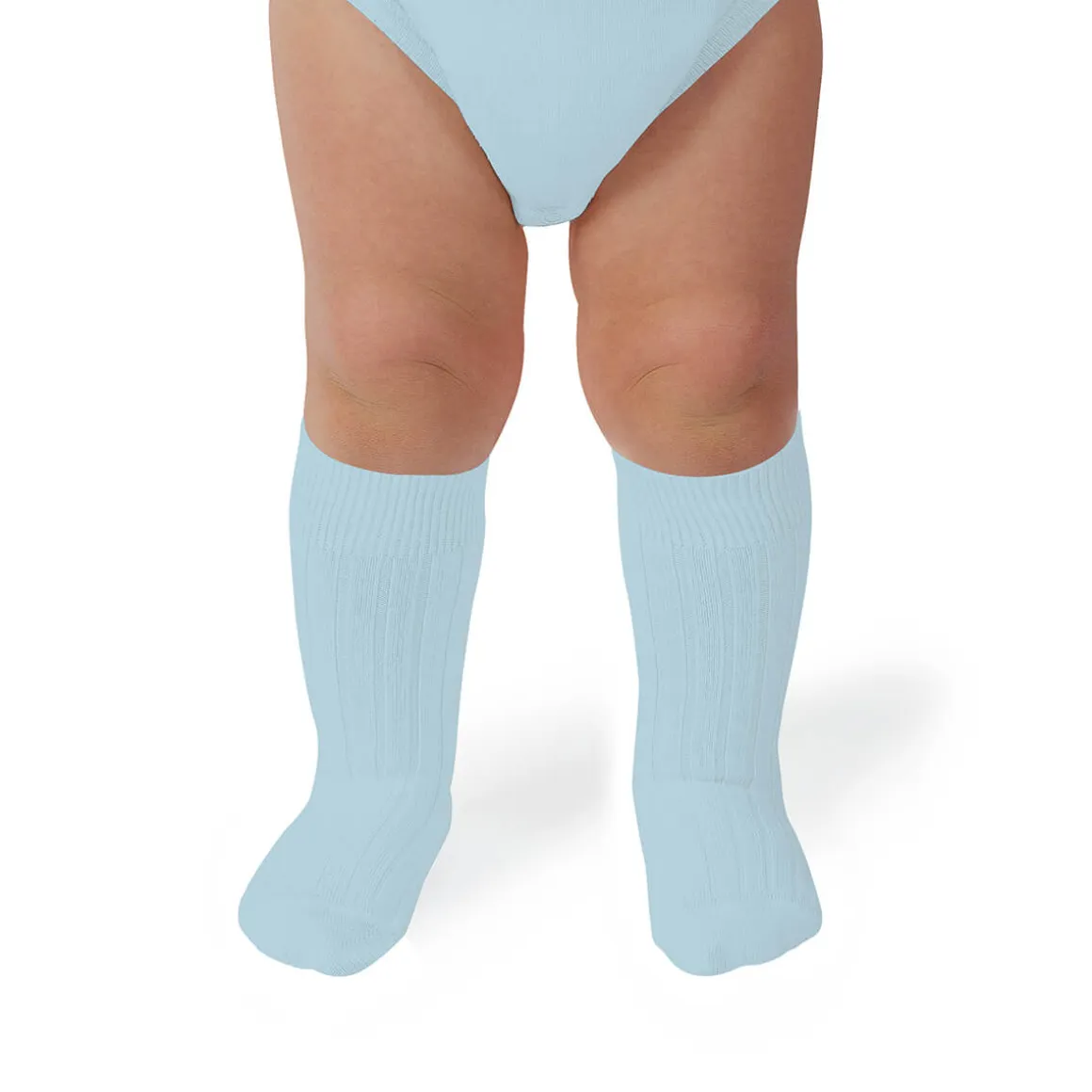 La Haute Ribbed Knee High Socks in Glacier by Collegien