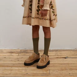 La Haute Ribbed Knee High Socks in Olive Du Luberon by Collegien