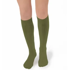 La Haute Ribbed Knee High Socks in Olive Du Luberon by Collegien