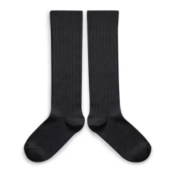 La Haute Ribbed Knee High Socks in Pierre de Volvic by Collegien