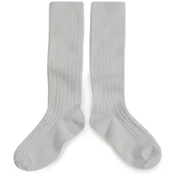 La Haute Ribbed Knee High Socks in Jour de Pluie by Collegien