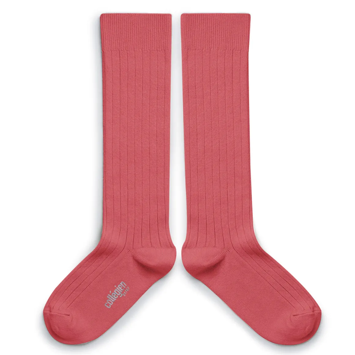 La Haute Ribbed Knee High Socks in Rose Litchi by Collegien