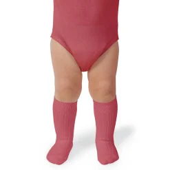 La Haute Ribbed Knee High Socks in Rose Litchi by Collegien