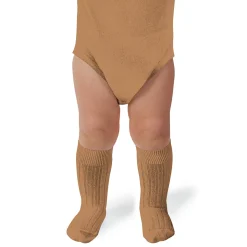 La Haute Ribbed Knee High Socks in Caramel au Beurre Salé by Collegien
