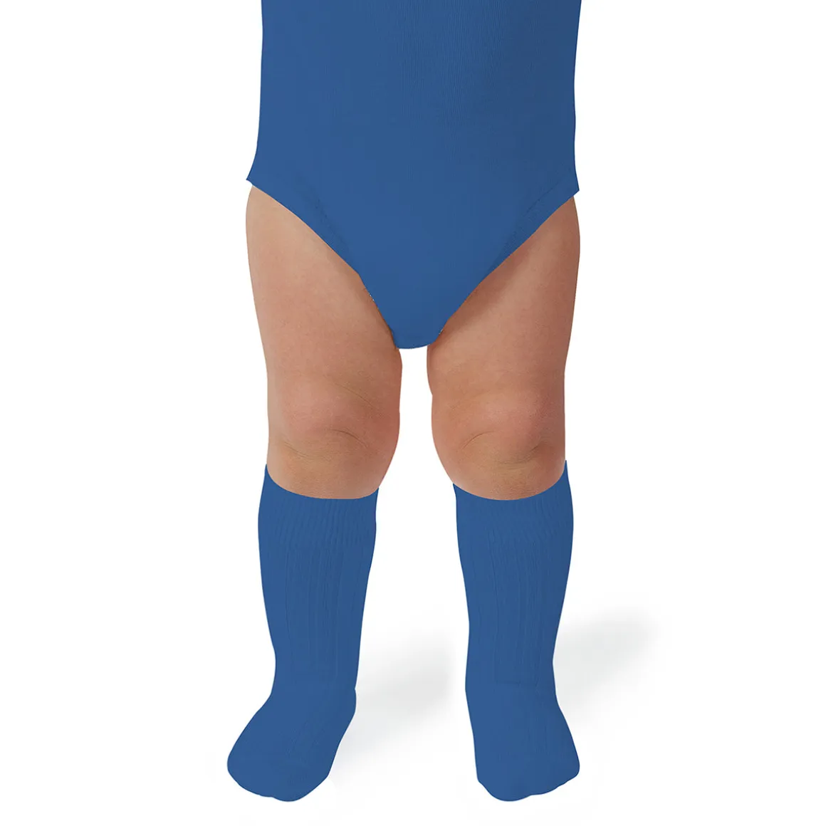 La Haute Ribbed Knee High Socks in Bleu Saphir by Collegien
