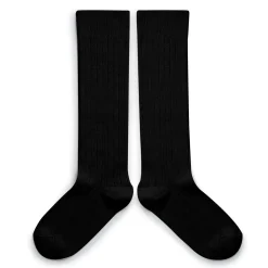 La Haute Ribbed Knee High Socks in Noir de Charbon by Collegien