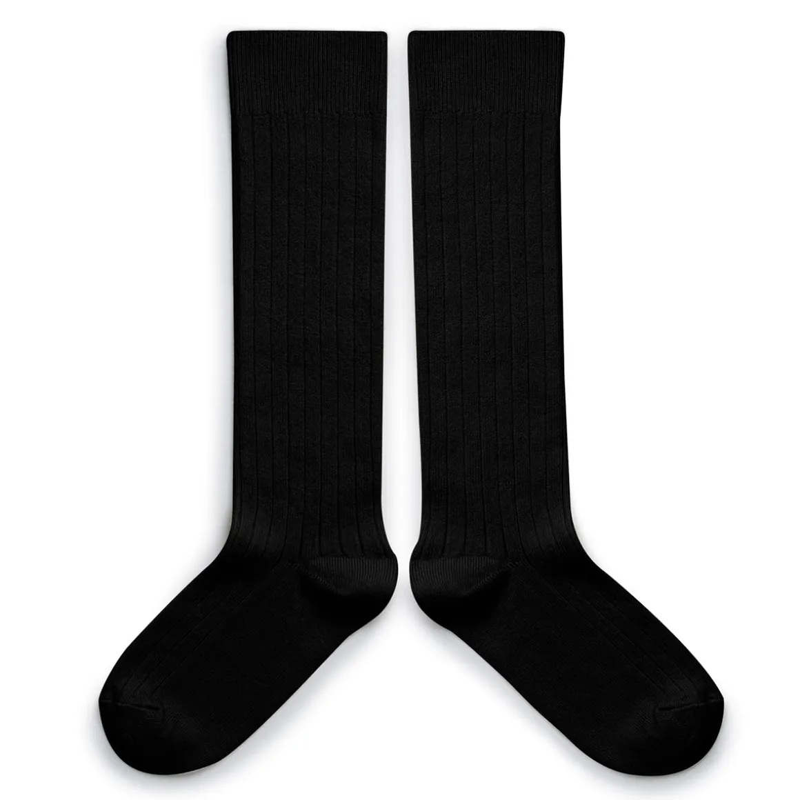 La Haute Ribbed Knee High Socks in Noir de Charbon by Collegien