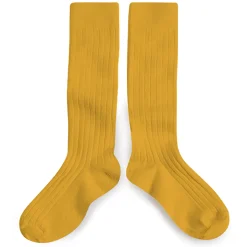 La Haute Ribbed Knee High Socks in Curcuma by Collegien