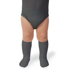 La Haute Ribbed Knee High Socks in Gris Galet by Collegien