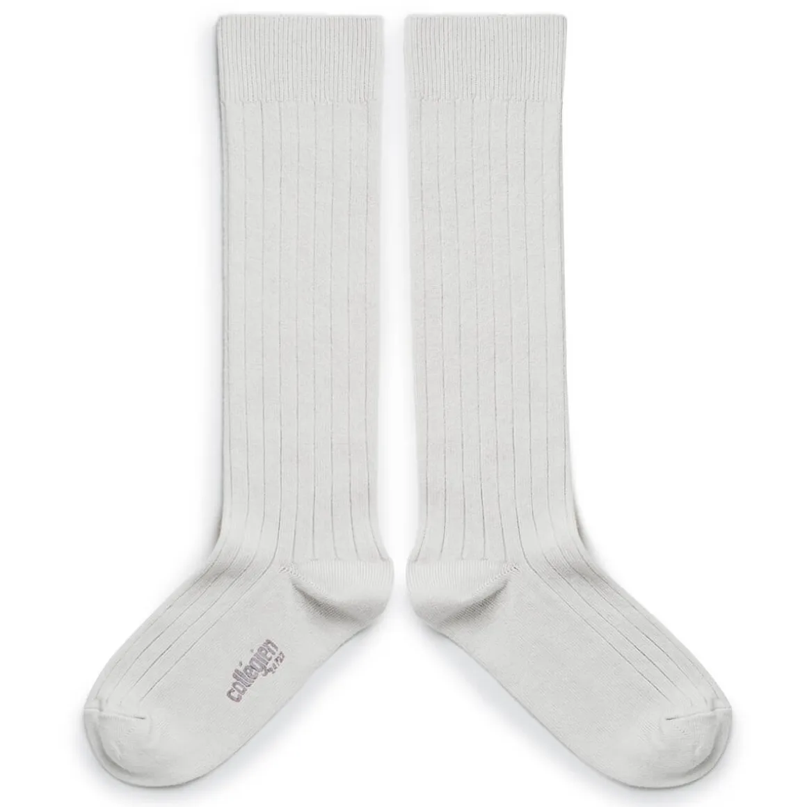 La Haute Ribbed Knee High Socks in Blanc Neige by Collegien