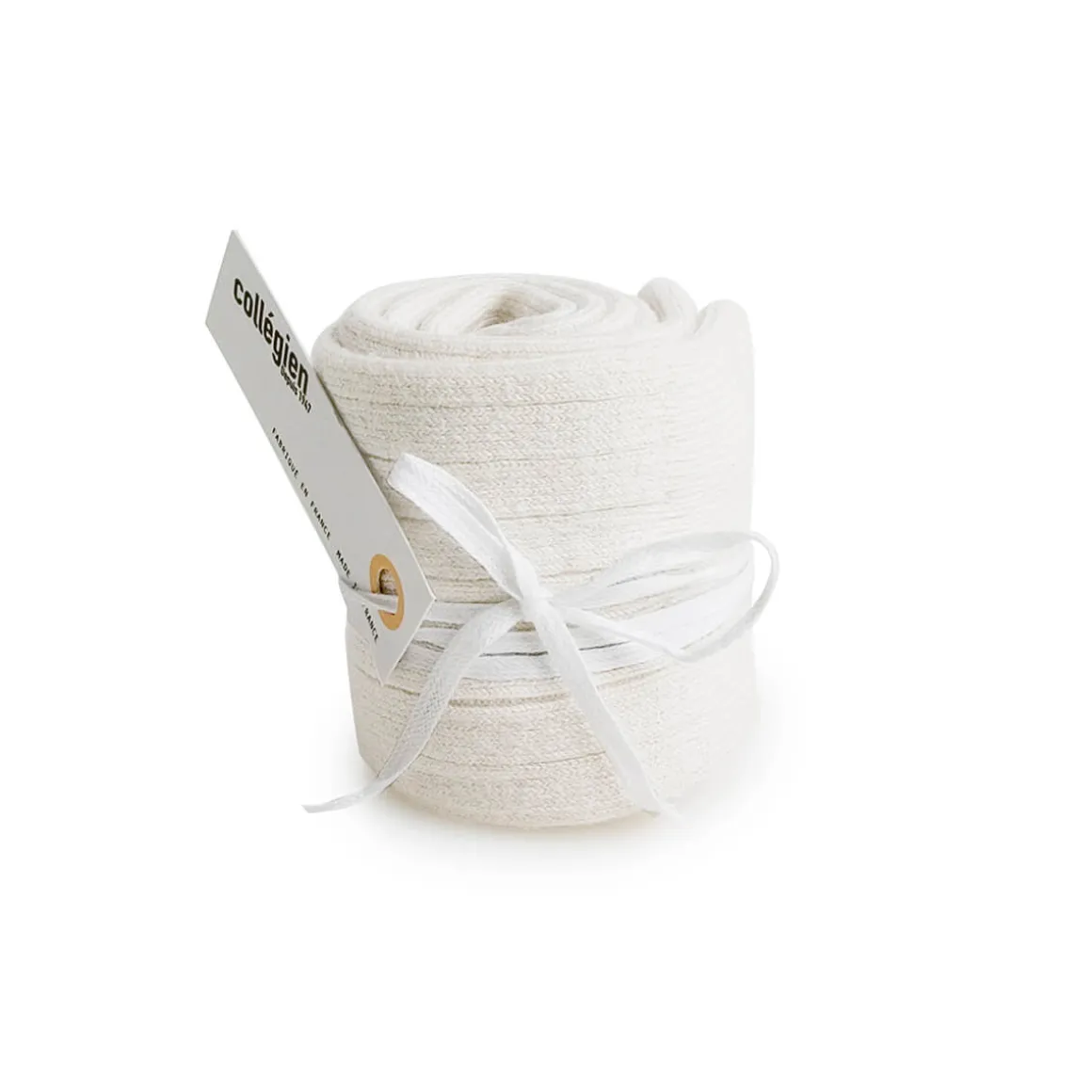 La Haute Ribbed Knee High Socks in Blanc Neige by Collegien