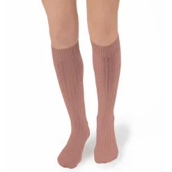 La Haute Ribbed Knee High Socks in Bois De Rose by Collegien