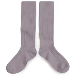 La Haute Ribbed Knee High Socks in Glycine Du Japon by Collegien