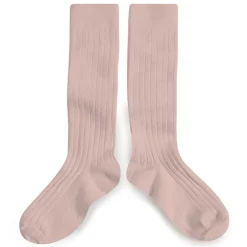 La Haute Ribbed Knee High Socks in Vieux Rose by Collegien
