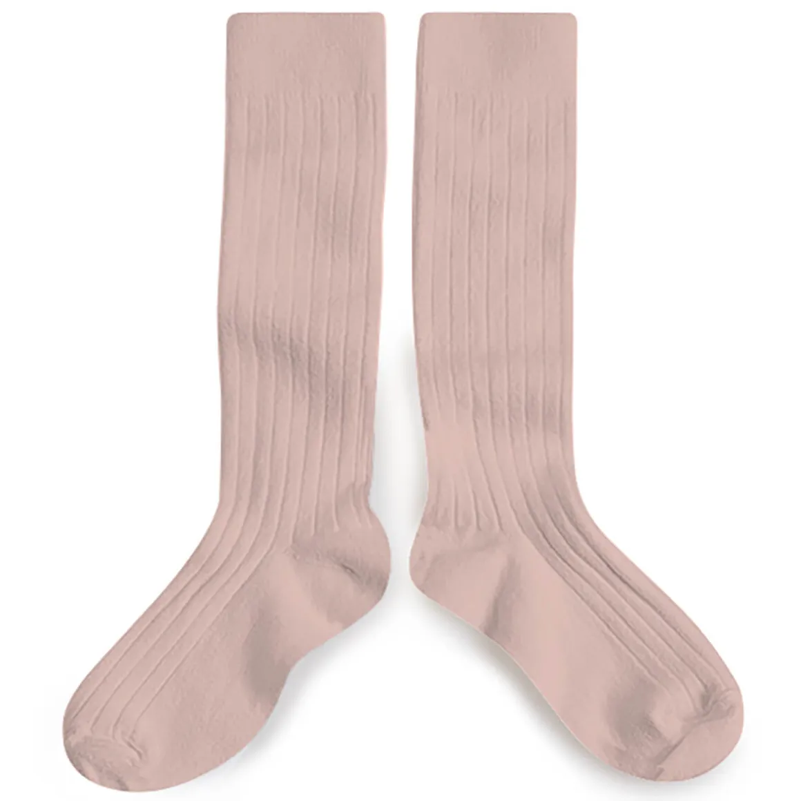 La Haute Ribbed Knee High Socks in Vieux Rose by Collegien