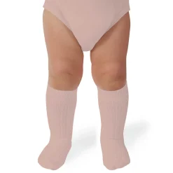 La Haute Ribbed Knee High Socks in Vieux Rose by Collegien