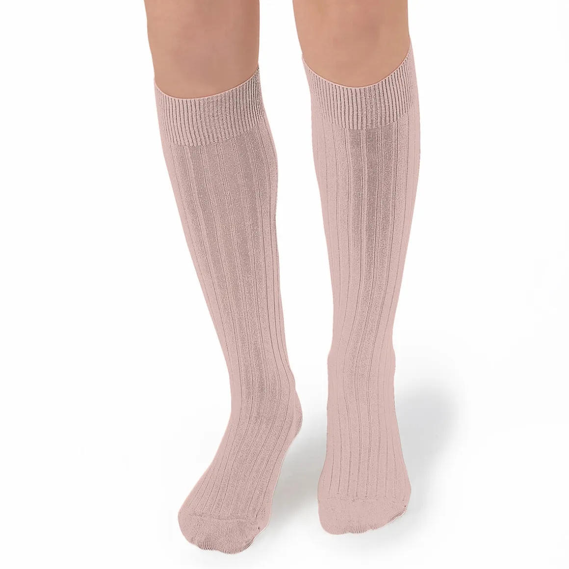 La Haute Ribbed Knee High Socks in Vieux Rose by Collegien