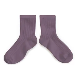 La Mini Ribbed Ankle Socks in Glycine Du Japon by Collegien
