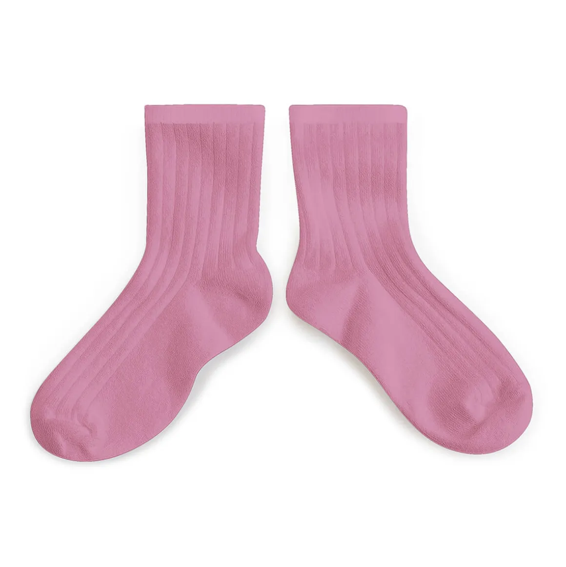 La Mini Ribbed Ankle Socks in Rose Bonbon by Collegien