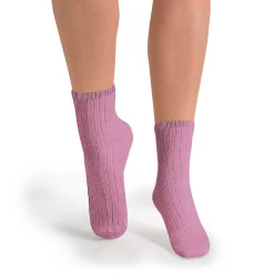 La Mini Ribbed Ankle Socks in Rose Bonbon by Collegien