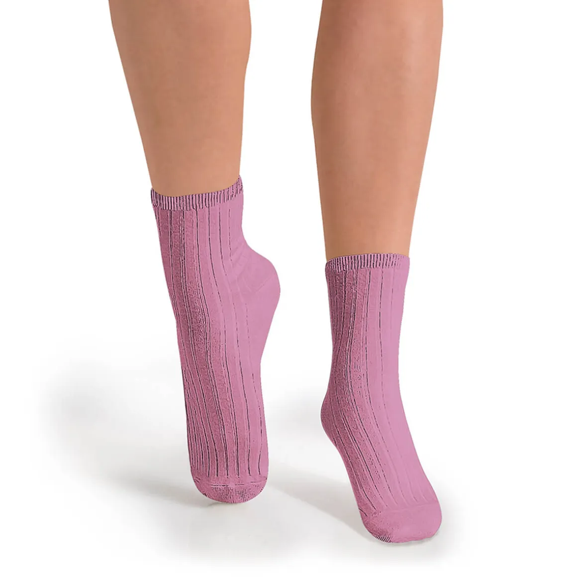 La Mini Ribbed Ankle Socks in Rose Bonbon by Collegien