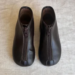 Leather Booties in Dark Brown by PèPè