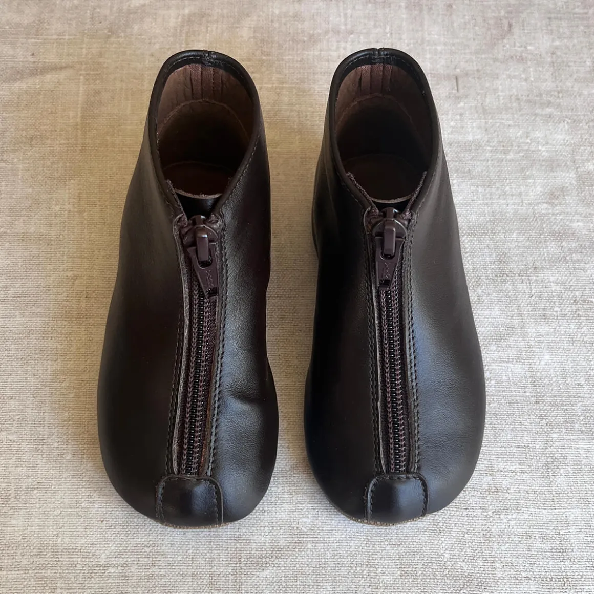 Leather Booties in Dark Brown by PèPè
