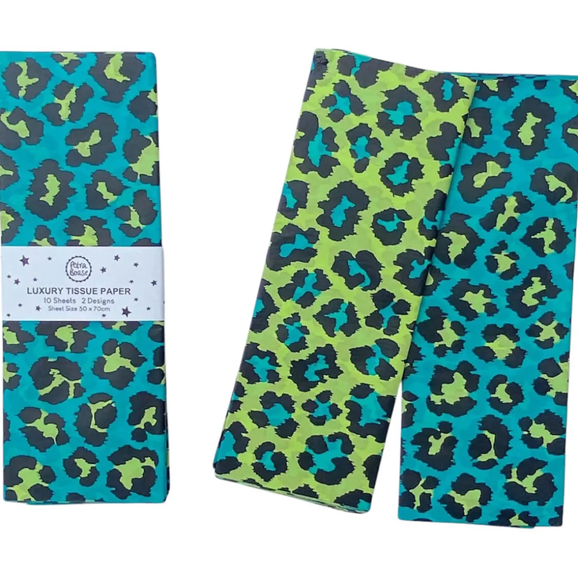 Leopard Luxury Tissue Paper (Pack of 10 Sheets) in Jade / Apple by Petra Boase