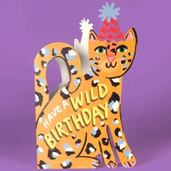 Leopard Shaped Greetings Card by Eleanor Bowmer