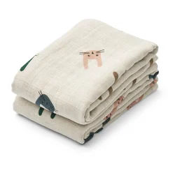 Lewis Muslin Cloths in Bunny / Sandy by Liewood (2 Pack)